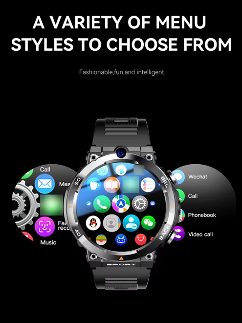 Arctos Pro Men’s 4G Smartwatch – 1.39" Round Display, Dual HD Camera, NFC, GPS, SIM Slot, Waterproof, 16GB Storage
