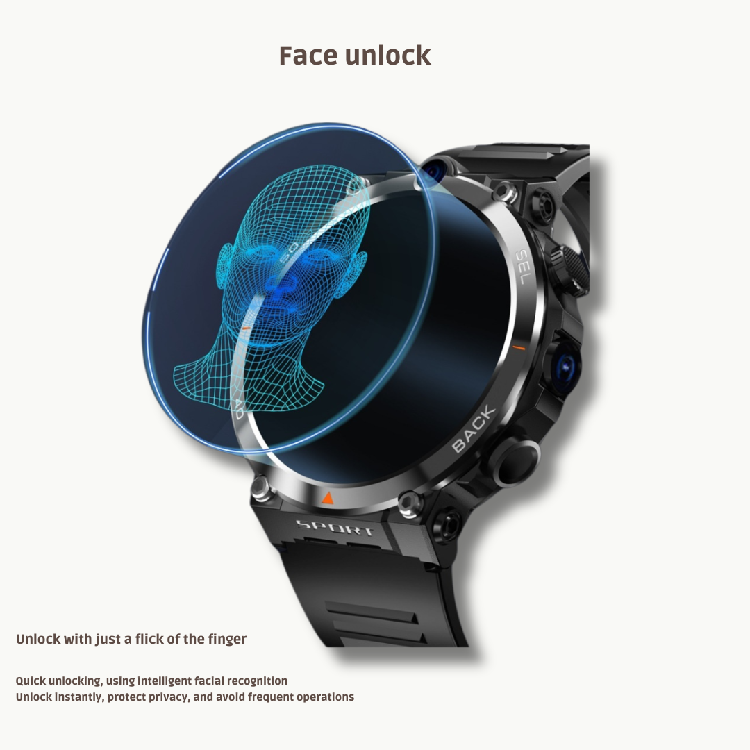 Arctos Pro Men’s 4G Smartwatch – 1.39" Round Display, Dual HD Camera, NFC, GPS, SIM Slot, Waterproof, 16GB Storage