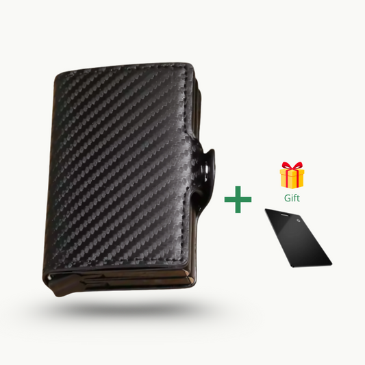 Veggari Double Metal Automatic Leather Wallet Credit Card Holder RFID Blocking Protection + Free Smart Card